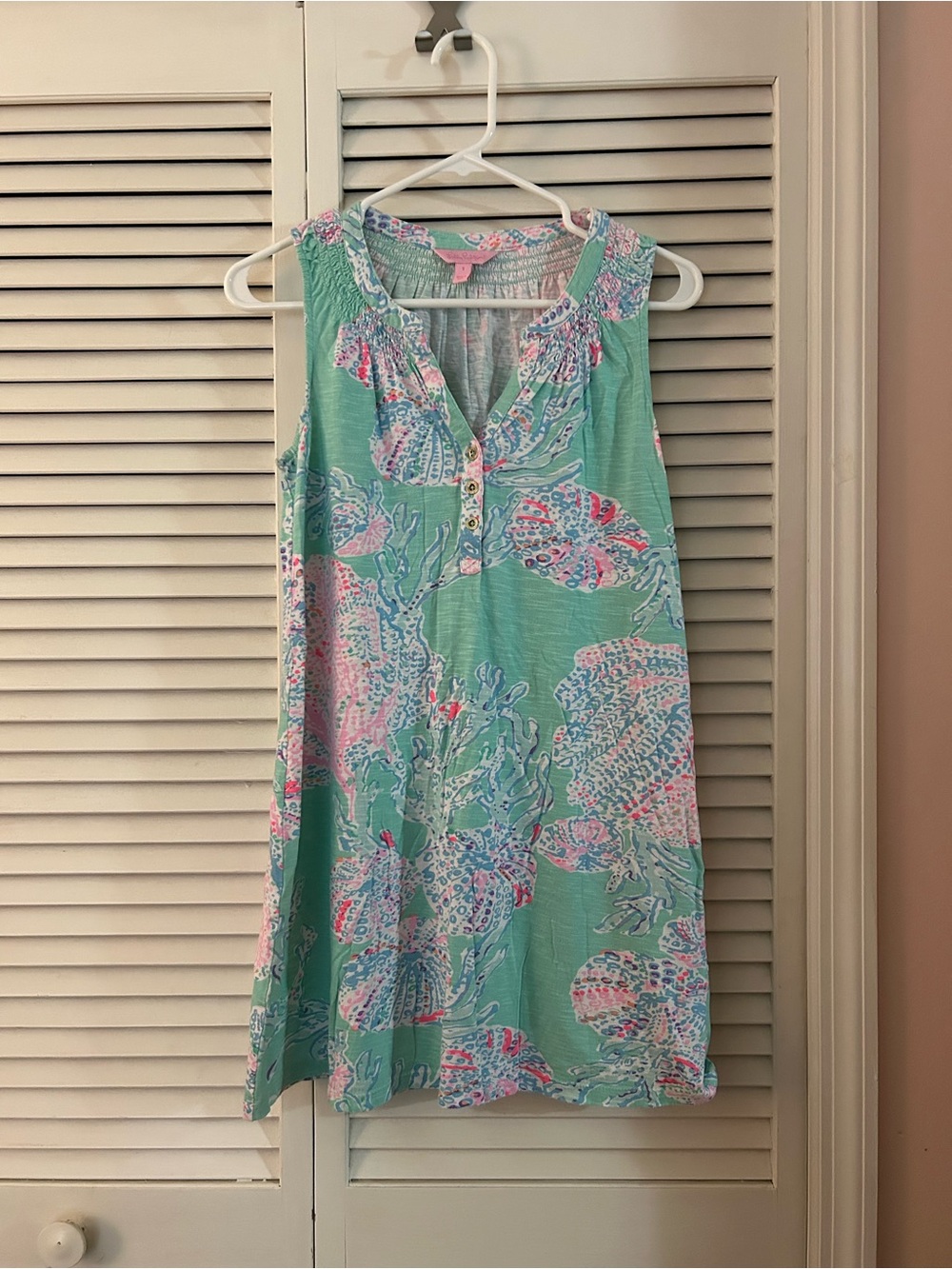 Lilly Pulitzer Seafoam Shell & Coral Print Sleeveless Dress
